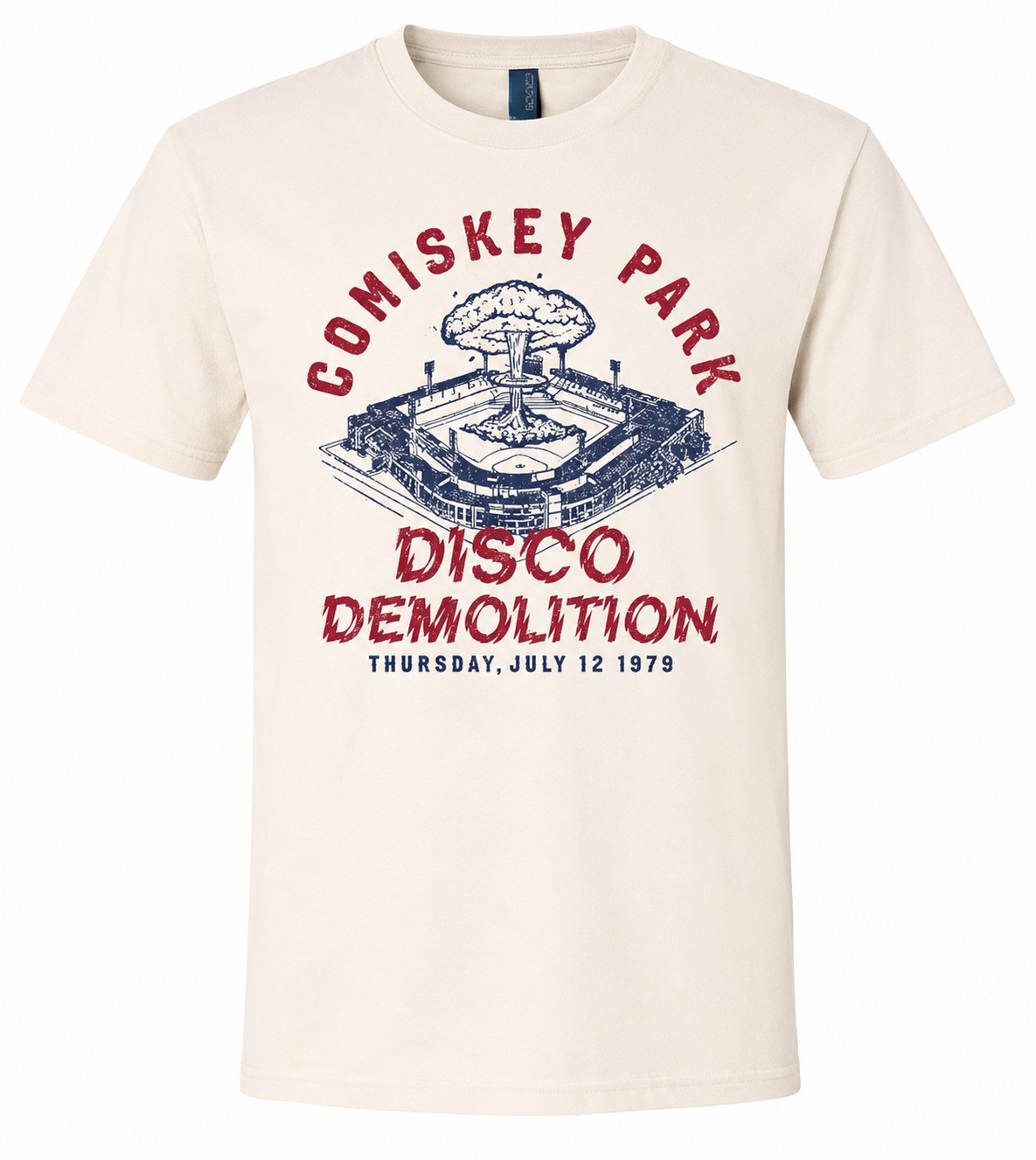 Adult Comiskey Park Disco Demolition Soft Cream Short Sleeve T-Shirt for Men product image 1, provided for visual reference