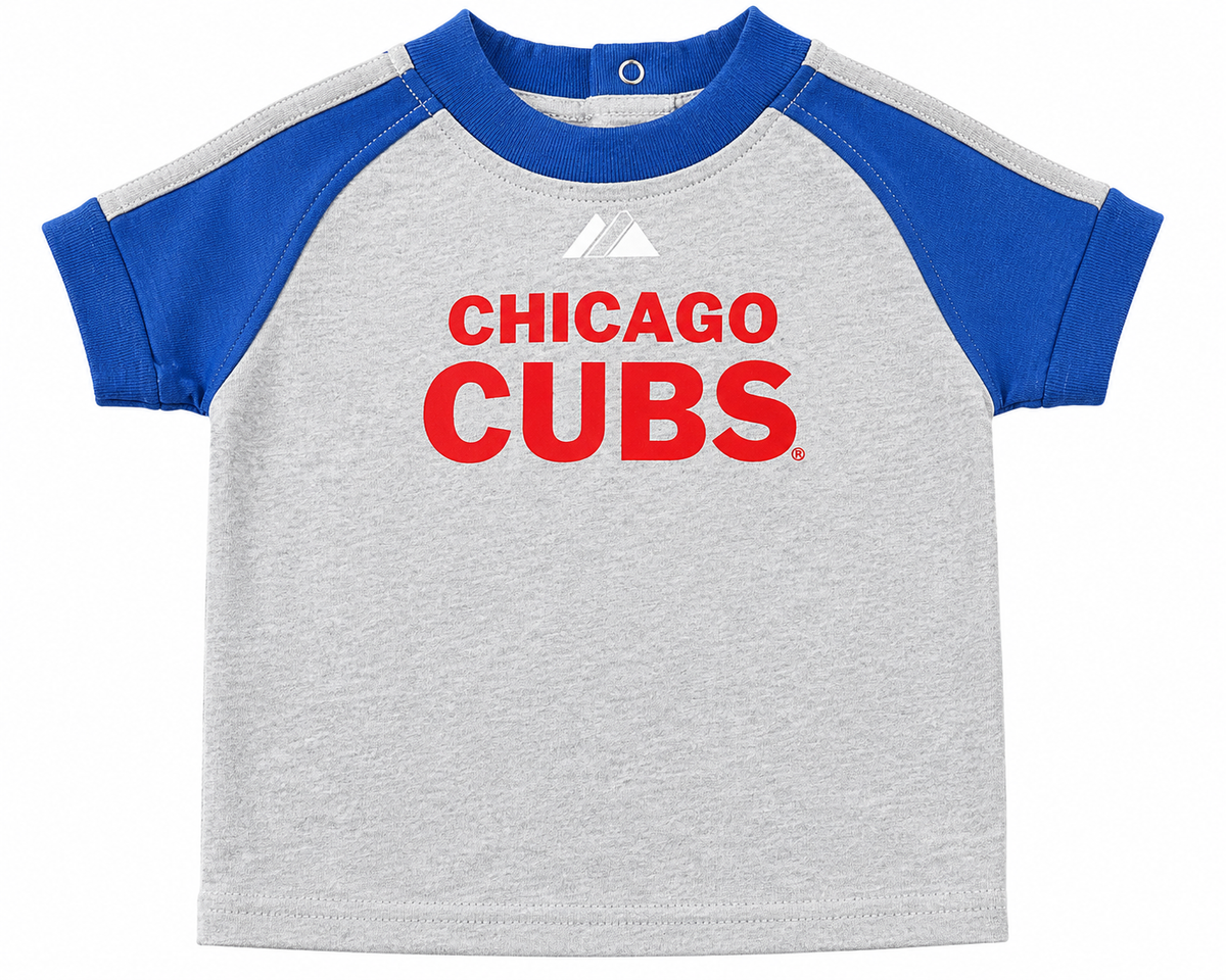 Newborn & Infant Chicago Cubs Majestic Gray T-Shirt product image 1, provided for visual reference and product detail review