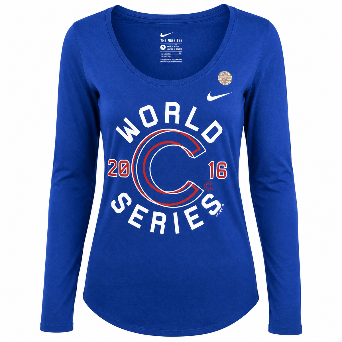 Chicago Cubs 2016 World Series Scoop Neck Royal Blue Nike Long Sleeve T-Shirt for Women product image 1, provided for visual