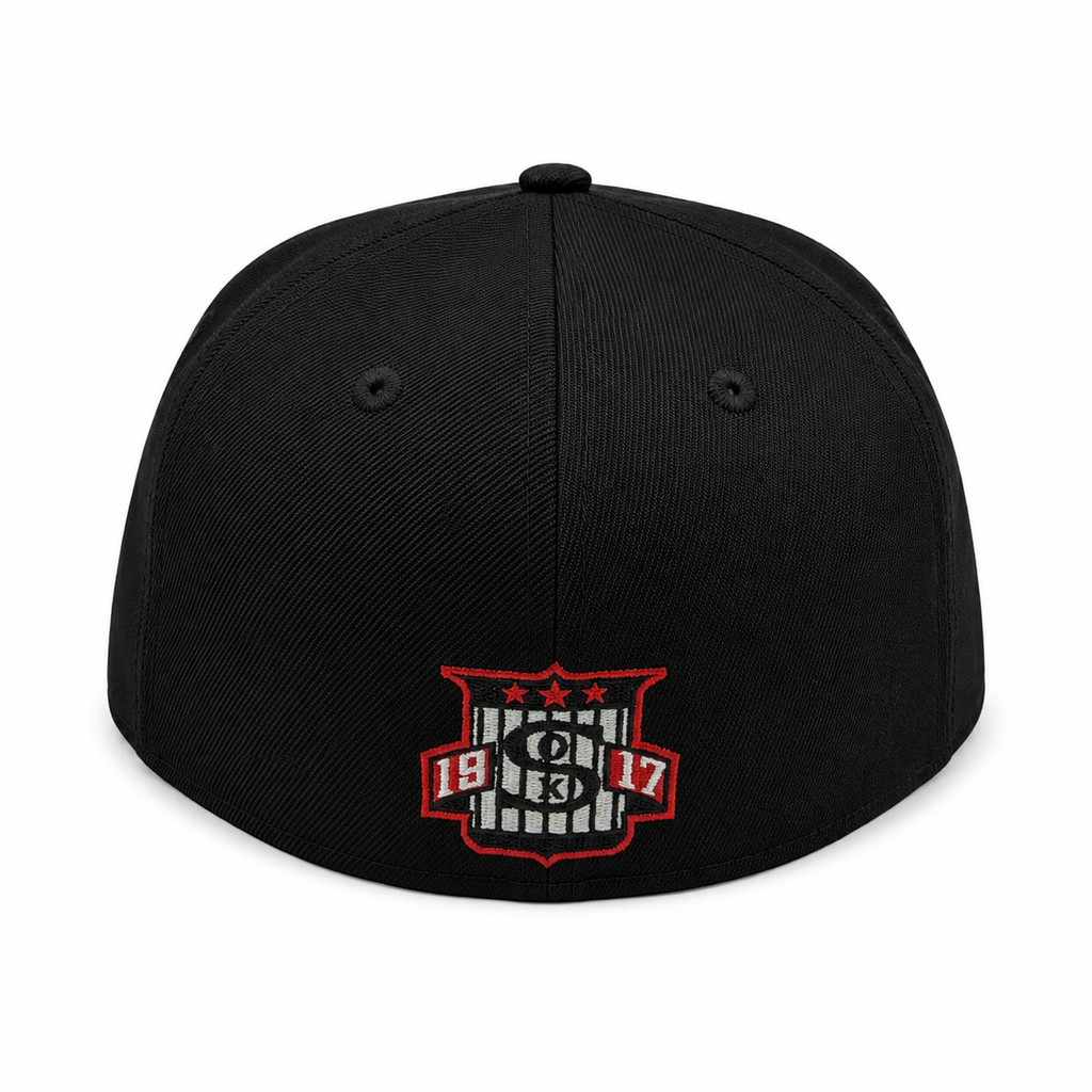 Chicago White Sox New Era 1917 Black/Red 59Fifty Hat product image 4, provided for visual reference and product detail review