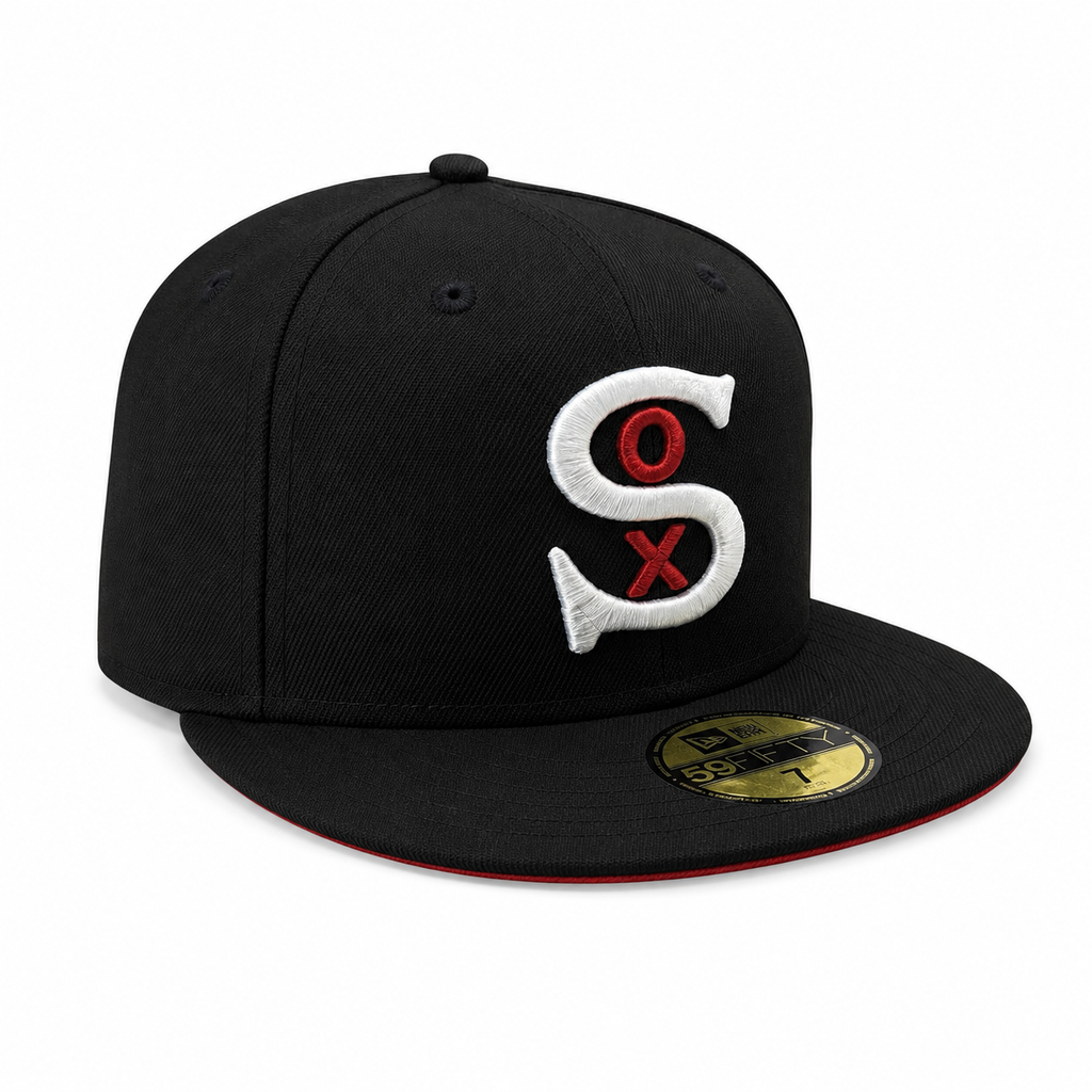 Chicago White Sox New Era 1917 Black/Red 59Fifty Hat product image 3, provided for visual reference and product detail review
