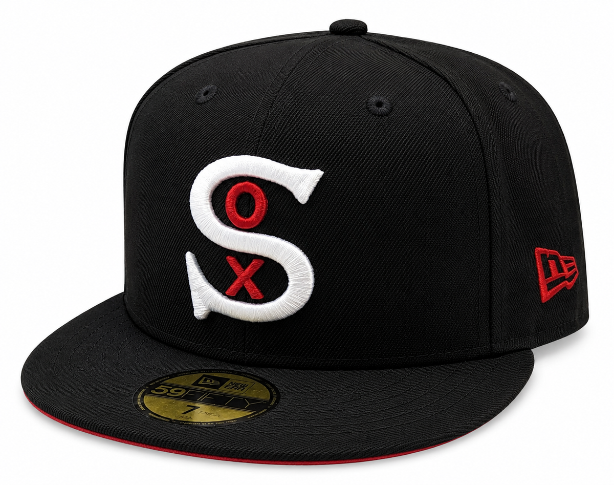 Chicago White Sox New Era 1917 Black/Red 59Fifty Hat product image 1, provided for visual reference and product detail review
