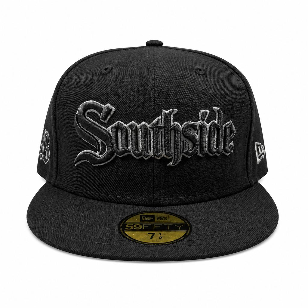 Chicago White Sox Tonal Trim Southside Blackout City Connect 59FIFTY Fitted Hat product image 2, provided for visual