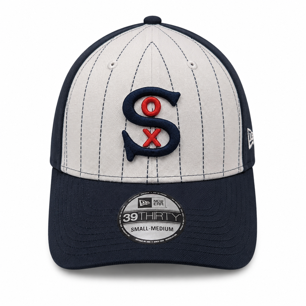 Chicago White Sox New Era 1930 Classic Navy/White Pinstripe 39THIRTY Flex Fit Hat product image 2, provided for visual