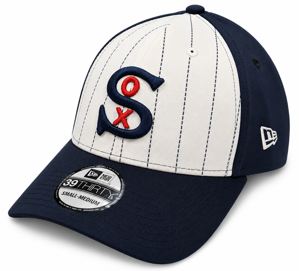 Chicago White Sox New Era 1930 Classic Navy/White Pinstripe 39THIRTY Flex Fit Hat product image 1, provided for visual
