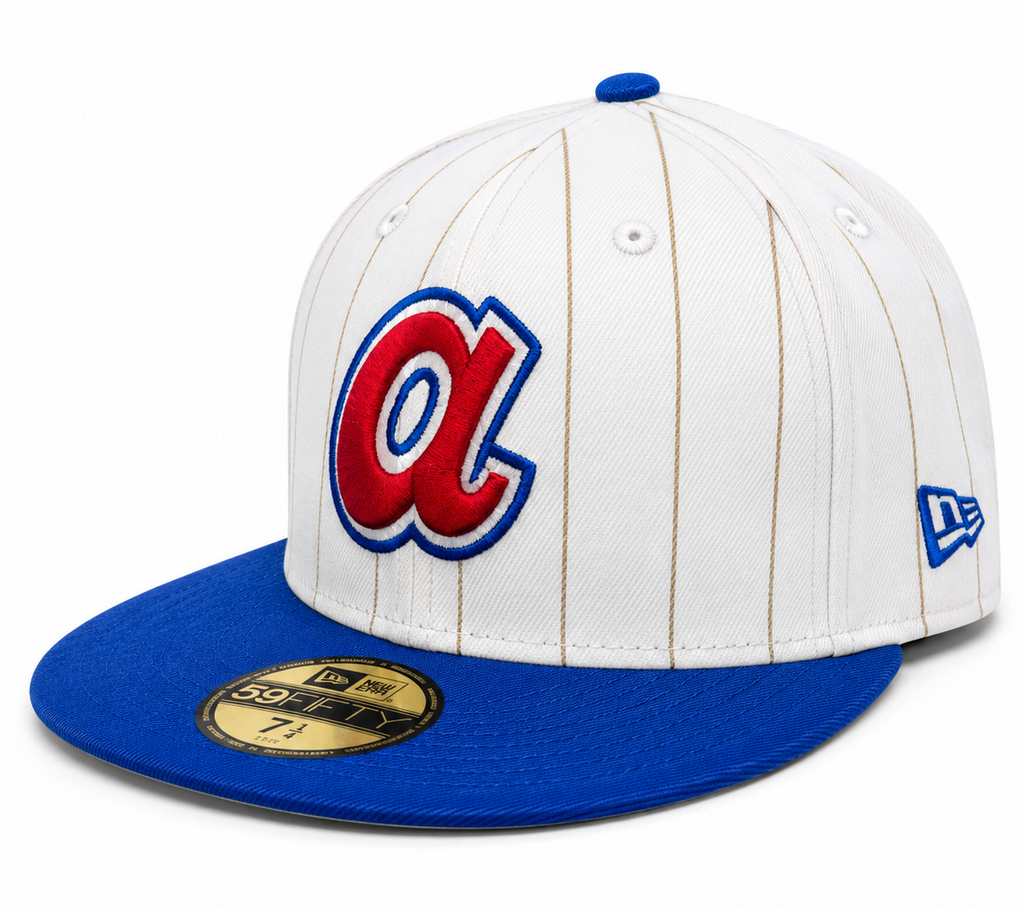 Atlanta Braves Historic Off White/Royal New Era 59FIFTY Fitted Hat product image 3, provided for visual reference and