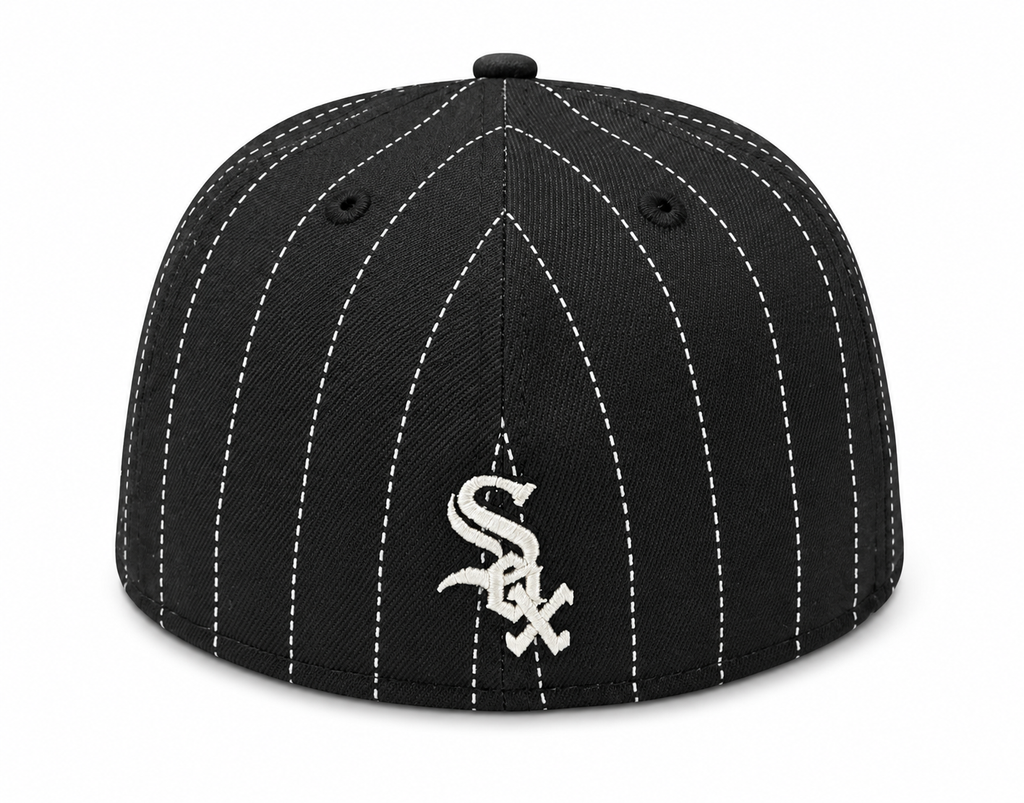Chicago White Sox 2 Tone Pinstripe Black/Gray Silver Rope 59FIFTY Fitted Hat product image 4, provided for visual reference