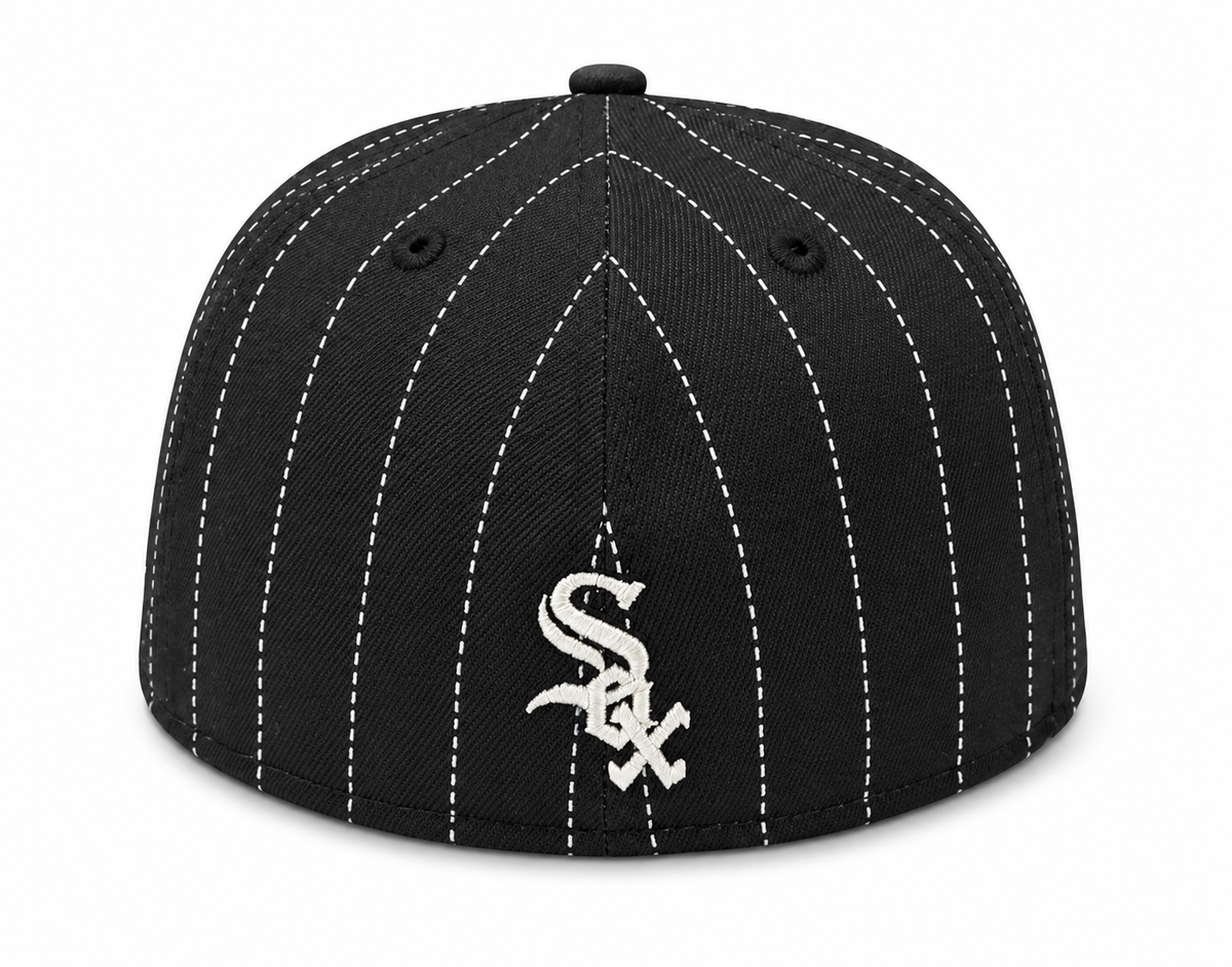 Chicago White Sox 2 Tone Pinstripe Black/Gray Silver Rope 59FIFTY Fitted Hat product image 4, provided for visual reference
