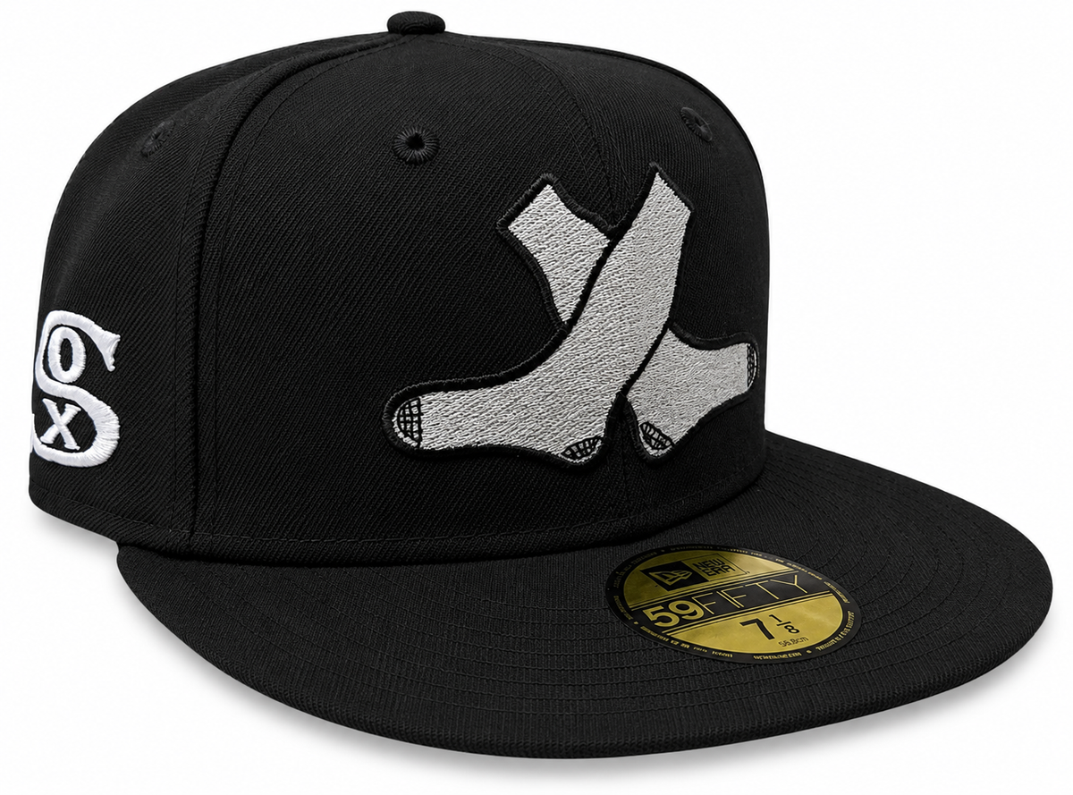 Chicago White Sox New Era 1920 Cross Socks Black 59FIFTY Fitted Hat product image 1, provided for visual reference and