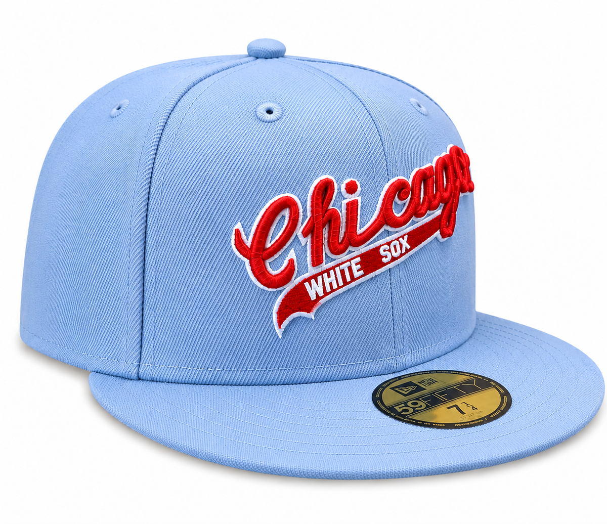 Chicago White Sox New Era Sky Blue Cooperstown Script 59FIFTY Fitted Hat product image 3, provided for visual reference and
