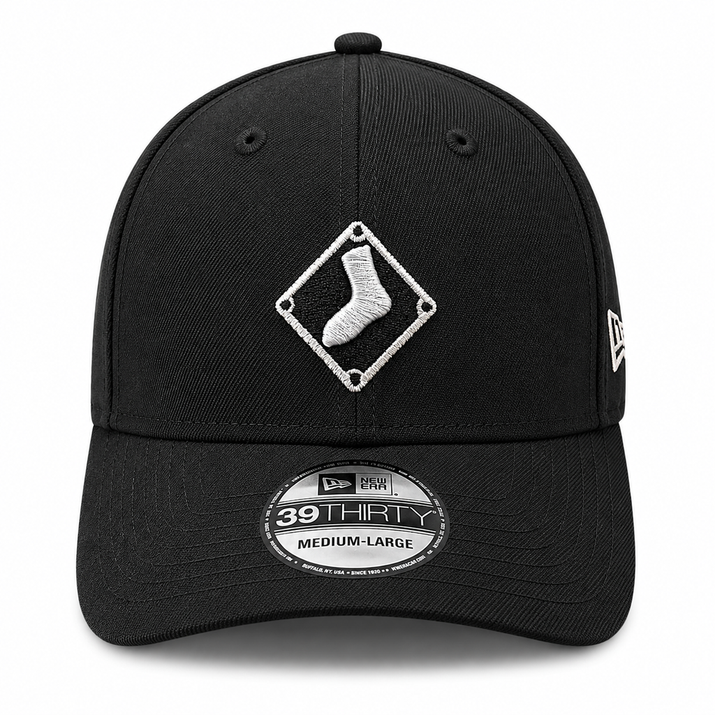 Chicago White Sox New Era Diamond Black 39THIRTY Flex Fit Cap product image 2, provided for visual reference and product