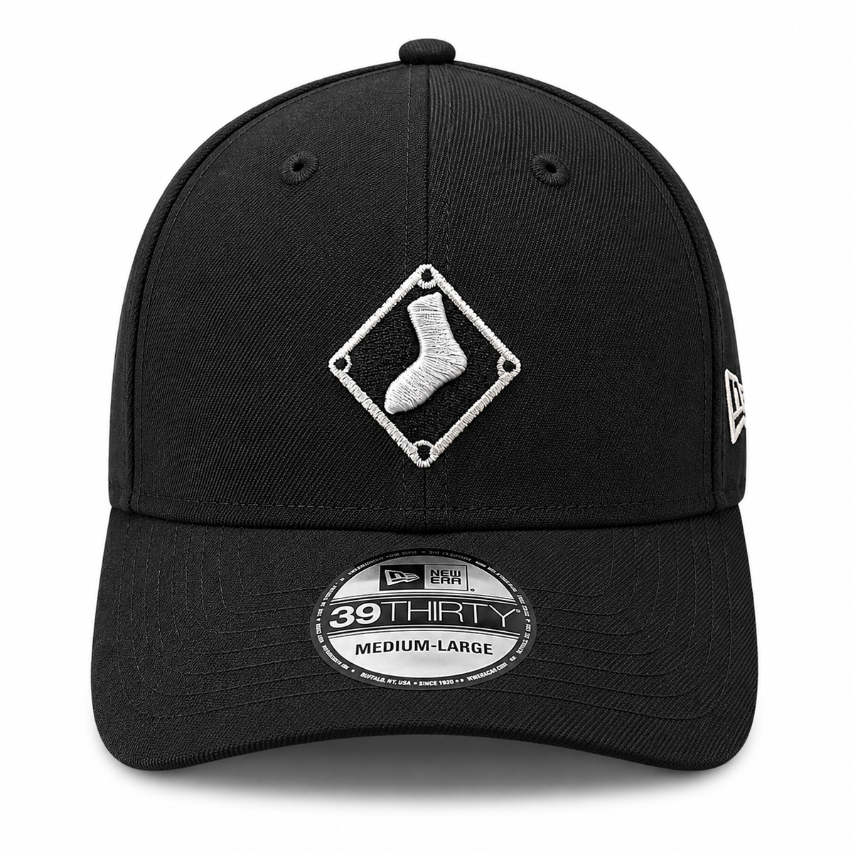 Chicago White Sox New Era Diamond Black 39THIRTY Flex Fit Cap product image 2, provided for visual reference and product