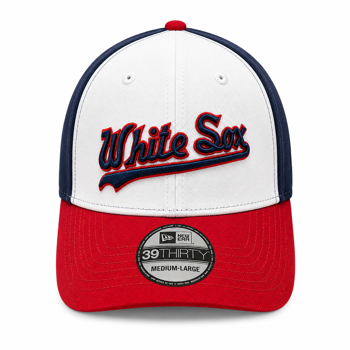Chicago White Sox 1987 Script White/Navy/Red 39THIRTY Flex Fit New Era Hat product image 2, provided for visual reference