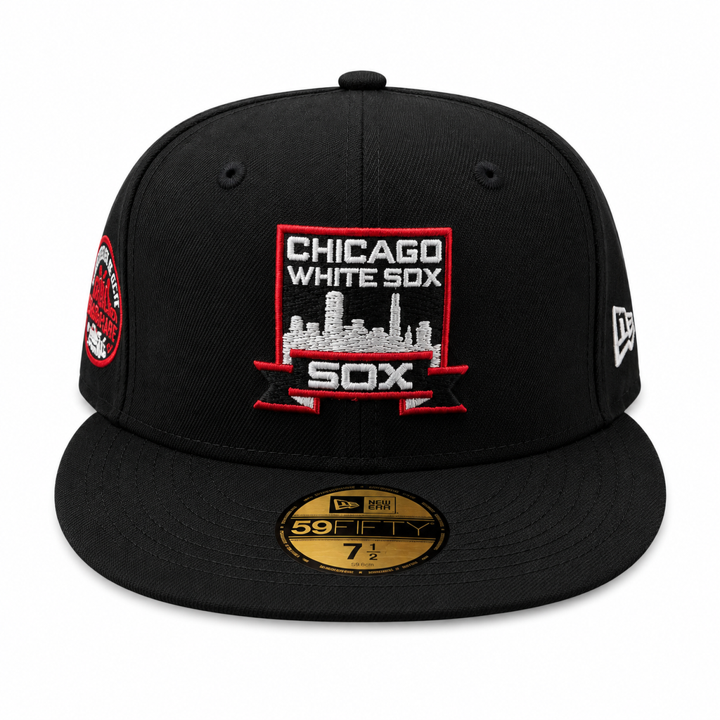 Chicago White Sox New Era Black Skyline Black 59FIFTY Fitted Hat product image 2, provided for visual reference and product