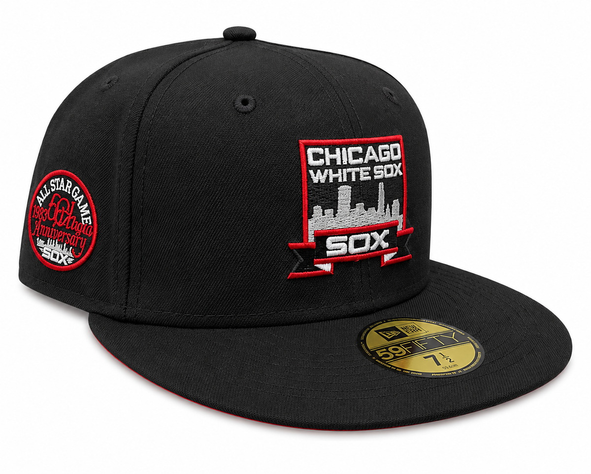 Chicago White Sox New Era Black Skyline Black 59FIFTY Fitted Hat product image 1, provided for visual reference and product