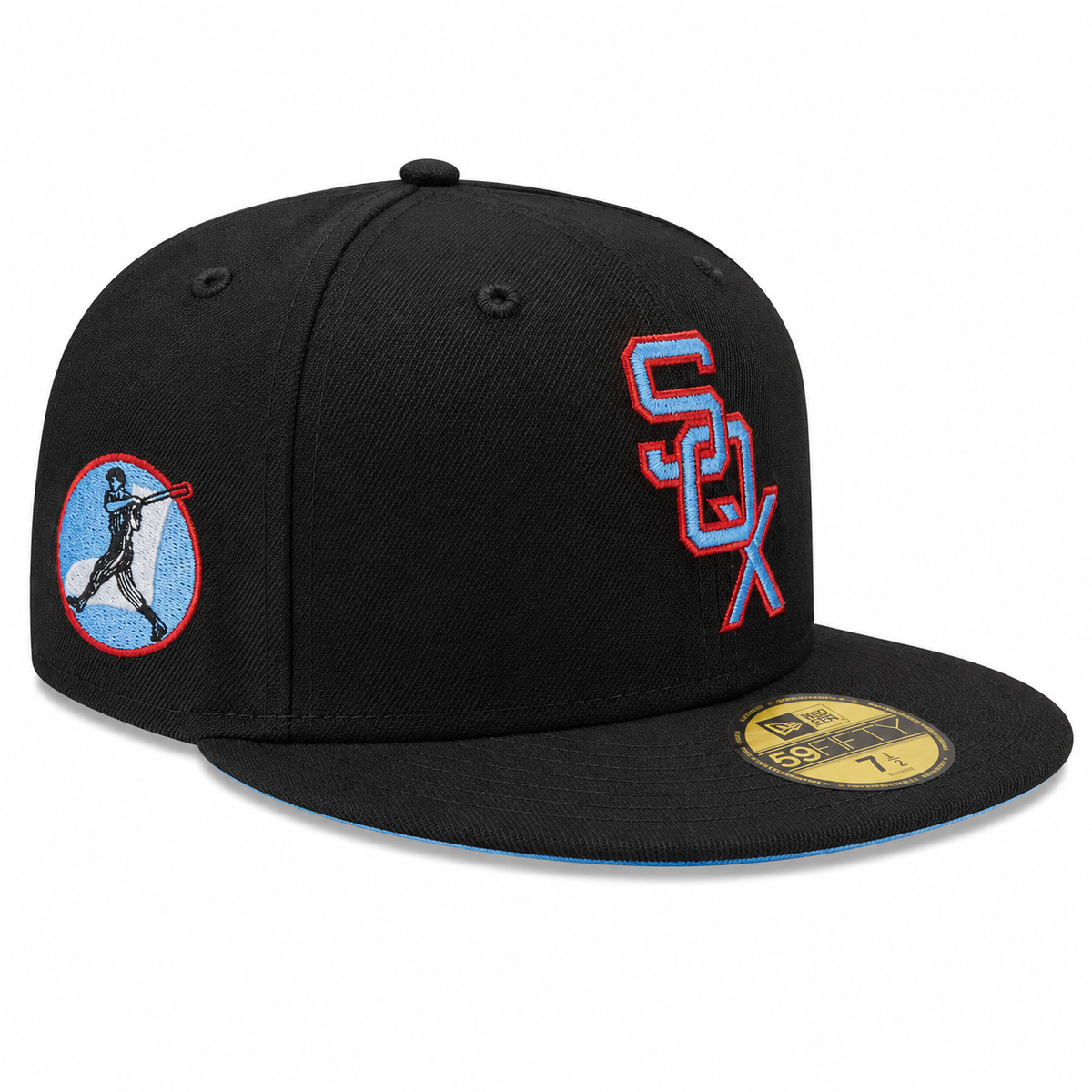 Chicago White Sox New Era 1969 Black/Sky Blue 59FIFTY Fitted Hat product image 1, provided for visual reference and product