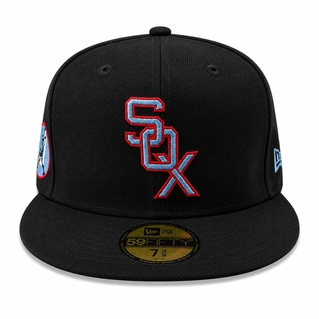 Chicago White Sox New Era 1969 Black/Sky Blue 59FIFTY Fitted Hat product image 2, provided for visual reference and product