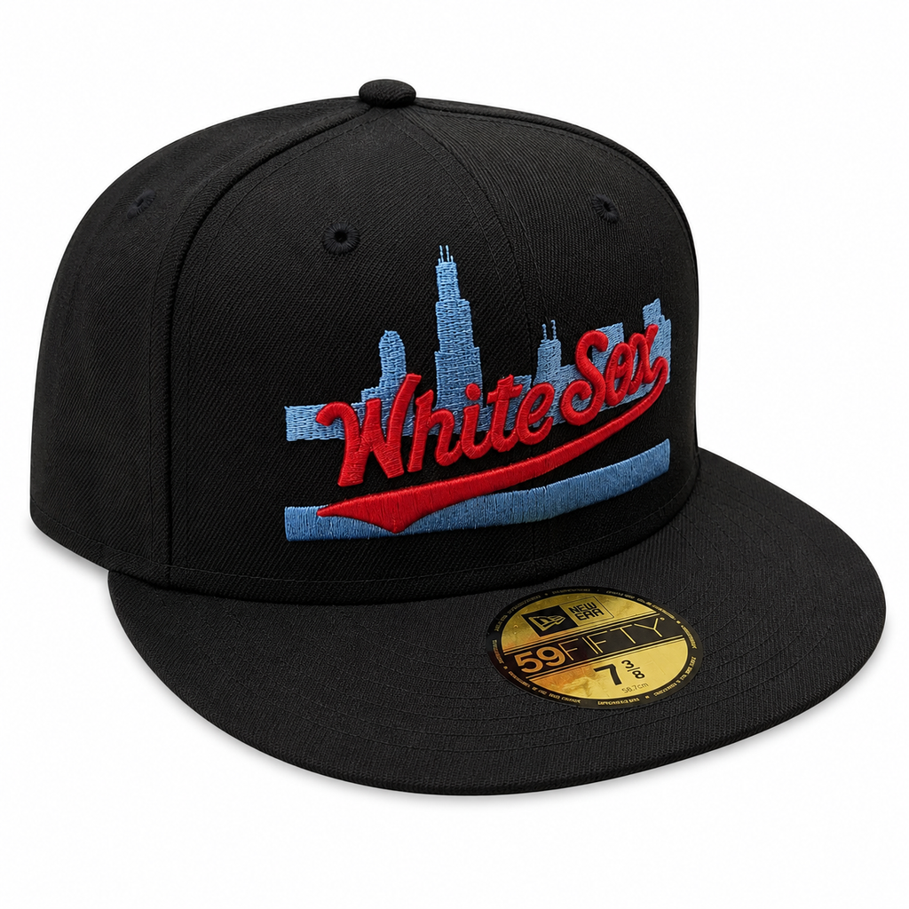 Chicago White Sox Clobberin' Time New Era Black/Sky Blue 59FIFTY Fitted Hat product image 1, provided for visual reference