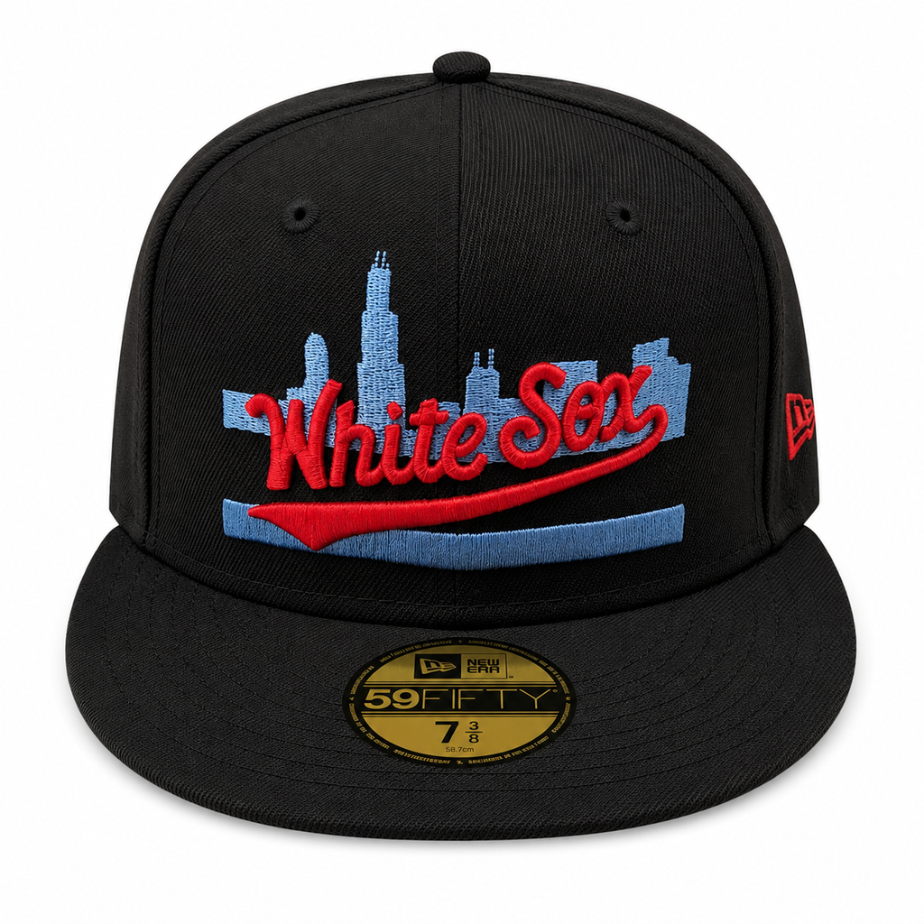 Chicago White Sox Clobberin' Time New Era Black/Sky Blue 59FIFTY Fitted Hat product image 2, provided for visual reference