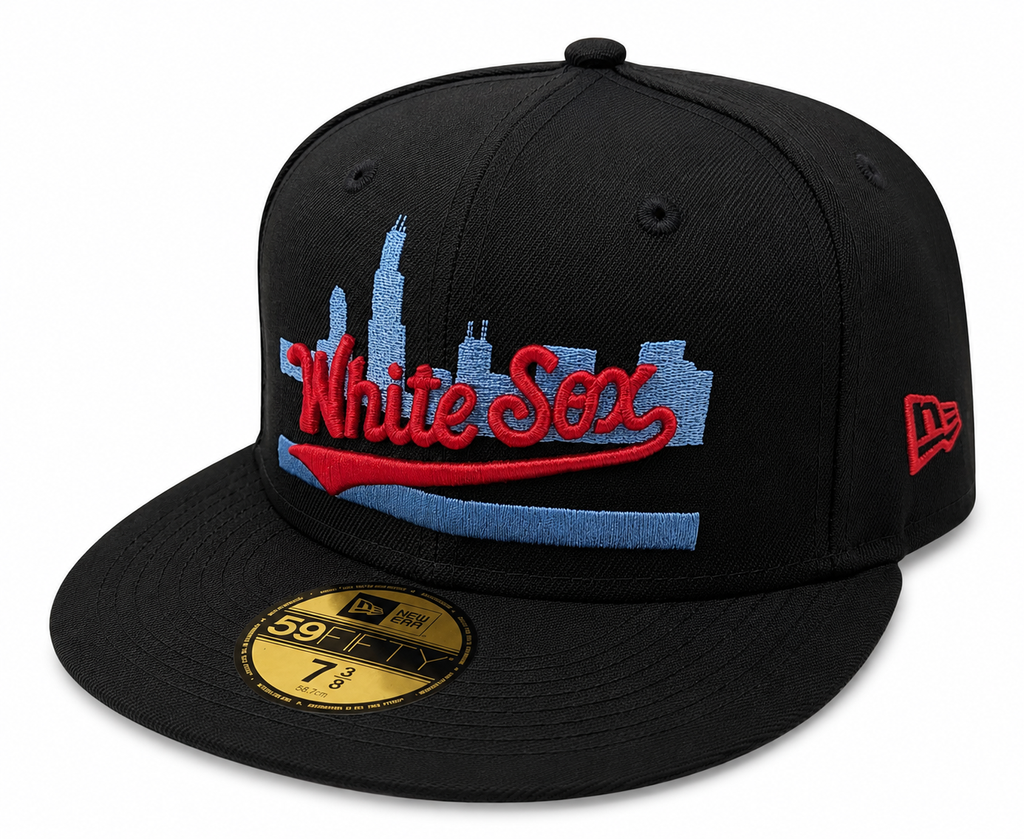 Chicago White Sox Clobberin' Time New Era Black/Sky Blue 59FIFTY Fitted Hat product image 3, provided for visual reference