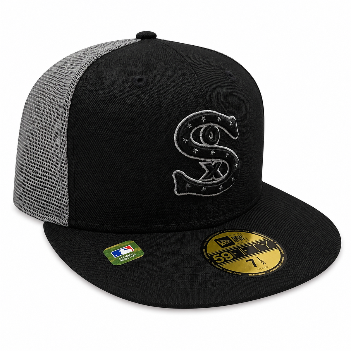 Chicago White Sox New Era Black/Gray BP Trucker 59FIFTY Fitted Hat product image 3, provided for visual reference and