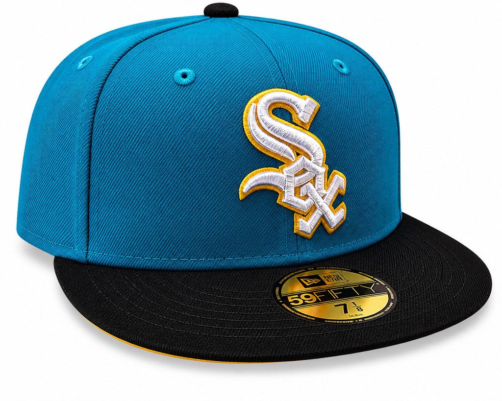 Chicago White Sox New Era 2 Tone Aqua/Black 59FIFTY Fitted Hat product image 1, provided for visual reference and product