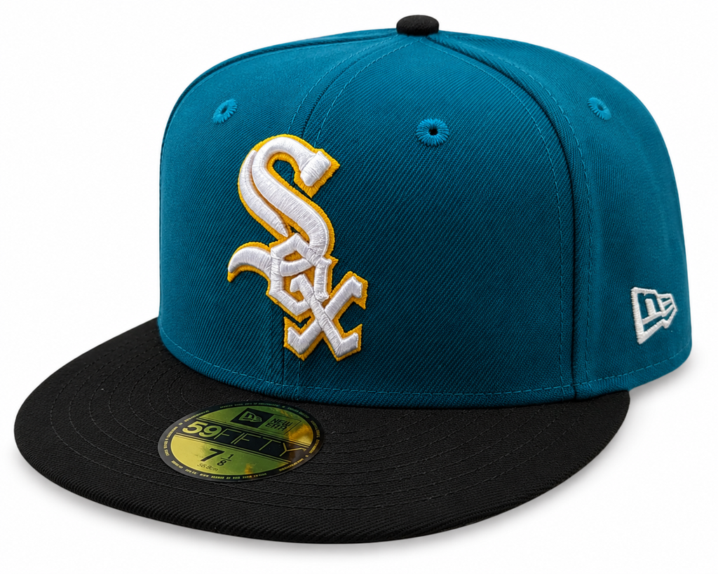 Chicago White Sox New Era 2 Tone Aqua/Black 59FIFTY Fitted Hat product image 3, provided for visual reference and product