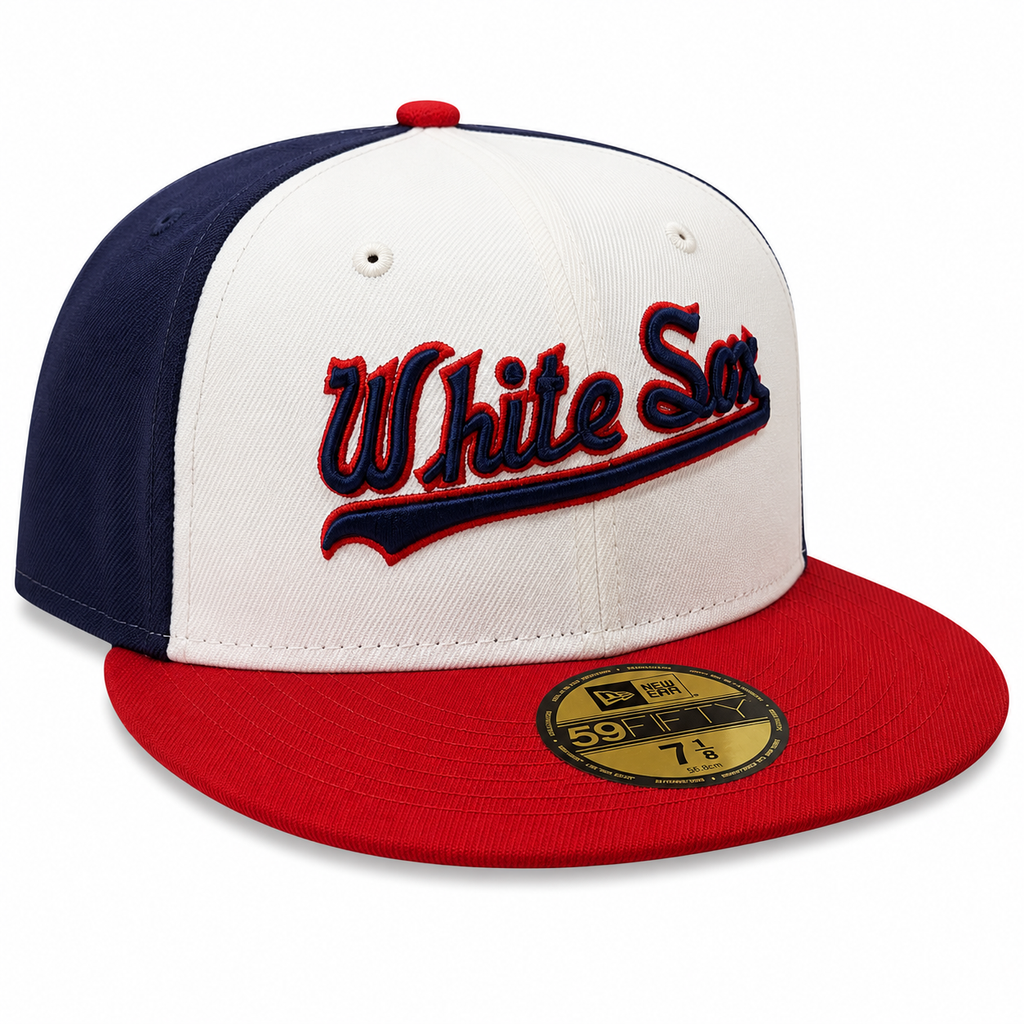 Chicago White Sox New Era Script Throwback Red/White/Navy 59FIFTY Fitted Hat product image 3, provided for visual reference