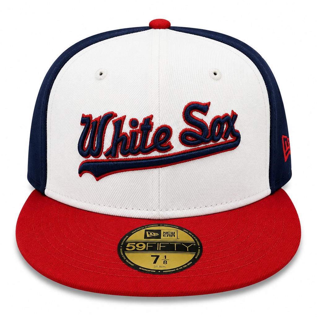 Chicago White Sox New Era Script Throwback Red/White/Navy 59FIFTY Fitted Hat product image 2, provided for visual reference