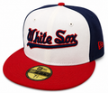 Chicago White Sox New Era Script Throwback Red/White/Navy 59FIFTY Fitted Hat product image 1, provided for visual reference