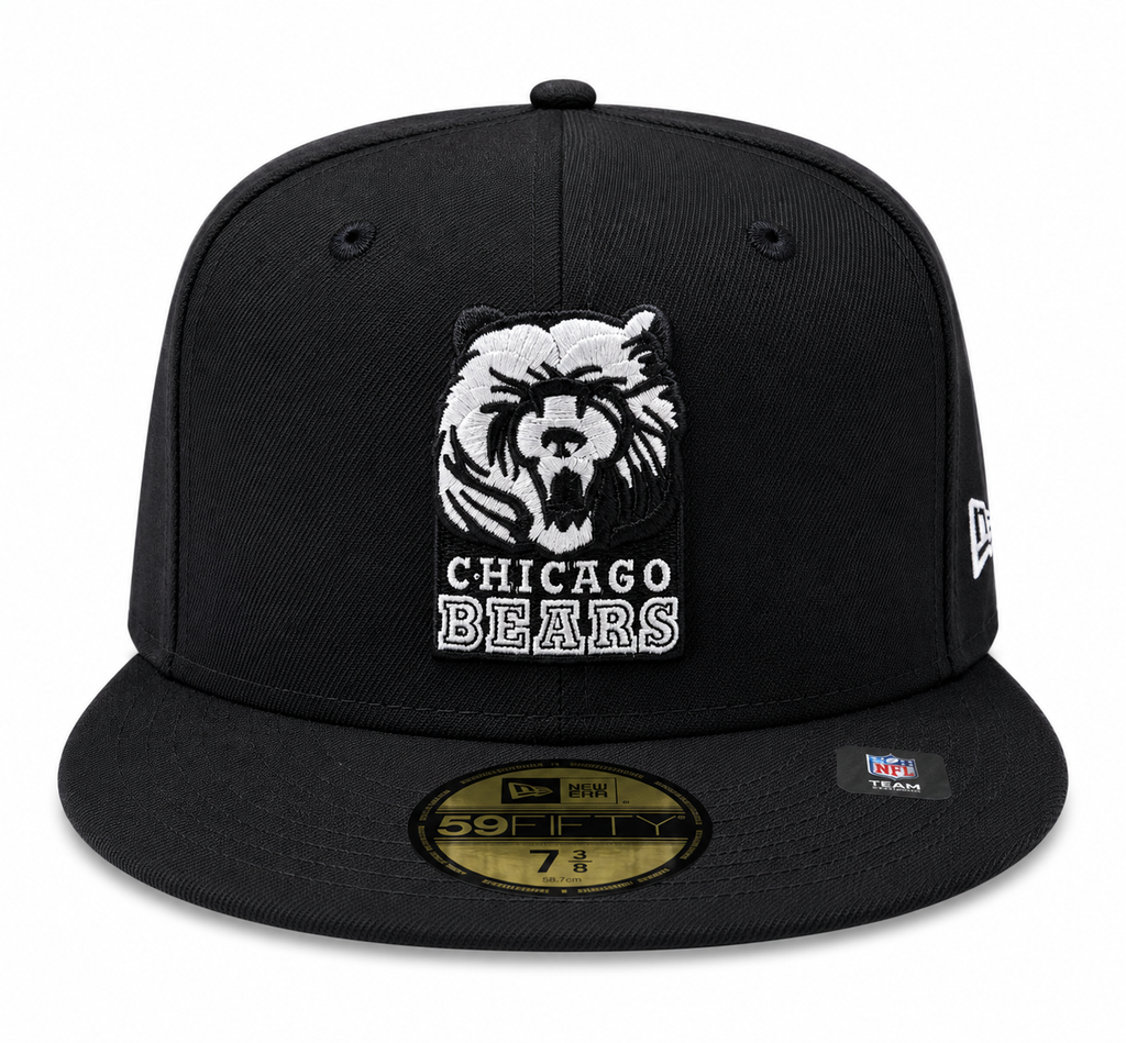 Chicago Bears Black Grizzley New Era 59FIFTY Fitted Hat product image 2, provided for visual reference and product detail