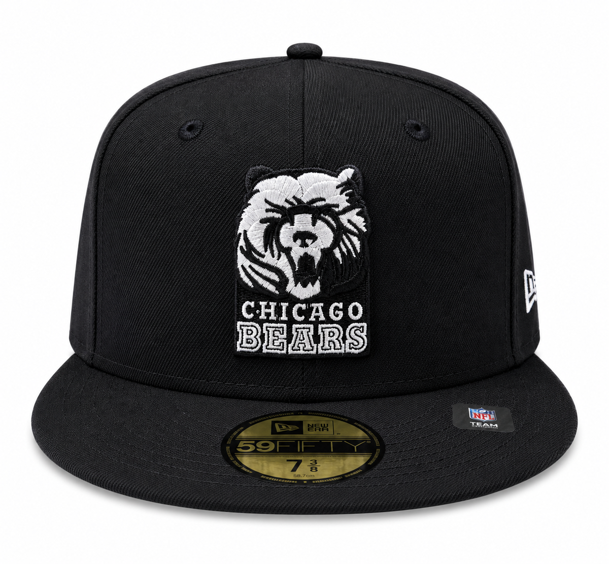 Chicago Bears Black Grizzley New Era 59FIFTY Fitted Hat product image 2, provided for visual reference and product detail