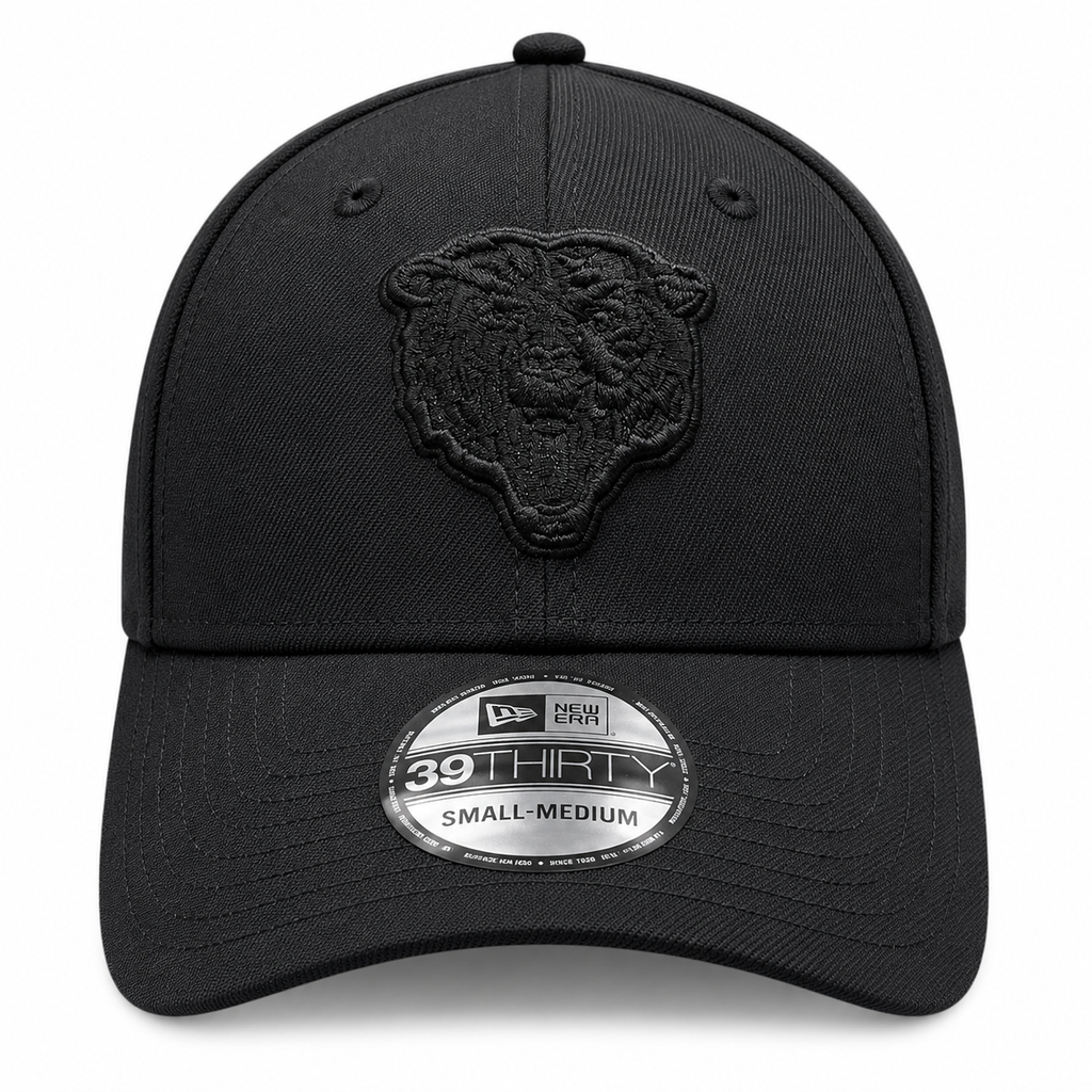 Chicago Bears New Era Black Tonal 39THIRTY Flex Hat product image 2, provided for visual reference and product detail review
