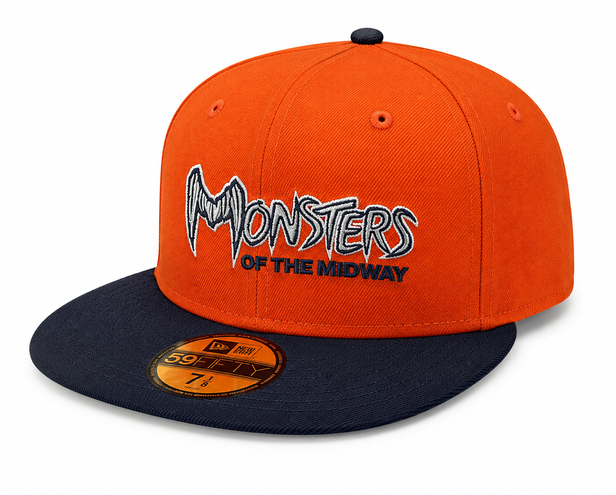 Chicago Bears New Era Gridiron Monsters 2 Tone Orange/Navy 59FIFTY Fitted Hat product image 1, provided for visual reference