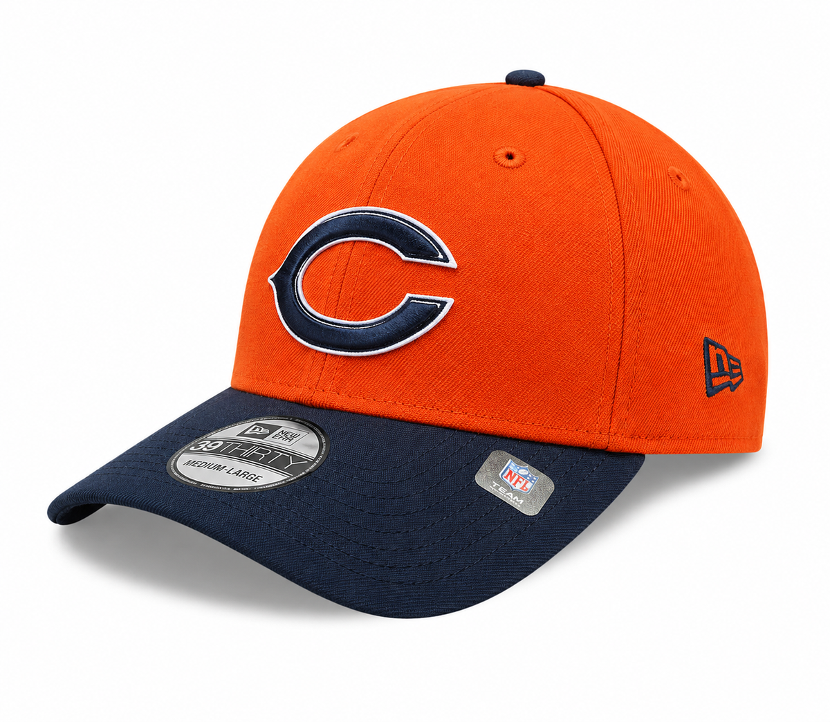 Chicago Bears New Era 2 Tone Orange/Navy Alternate 39THIRTY Flex Hat for Men product image 3, provided for visual reference