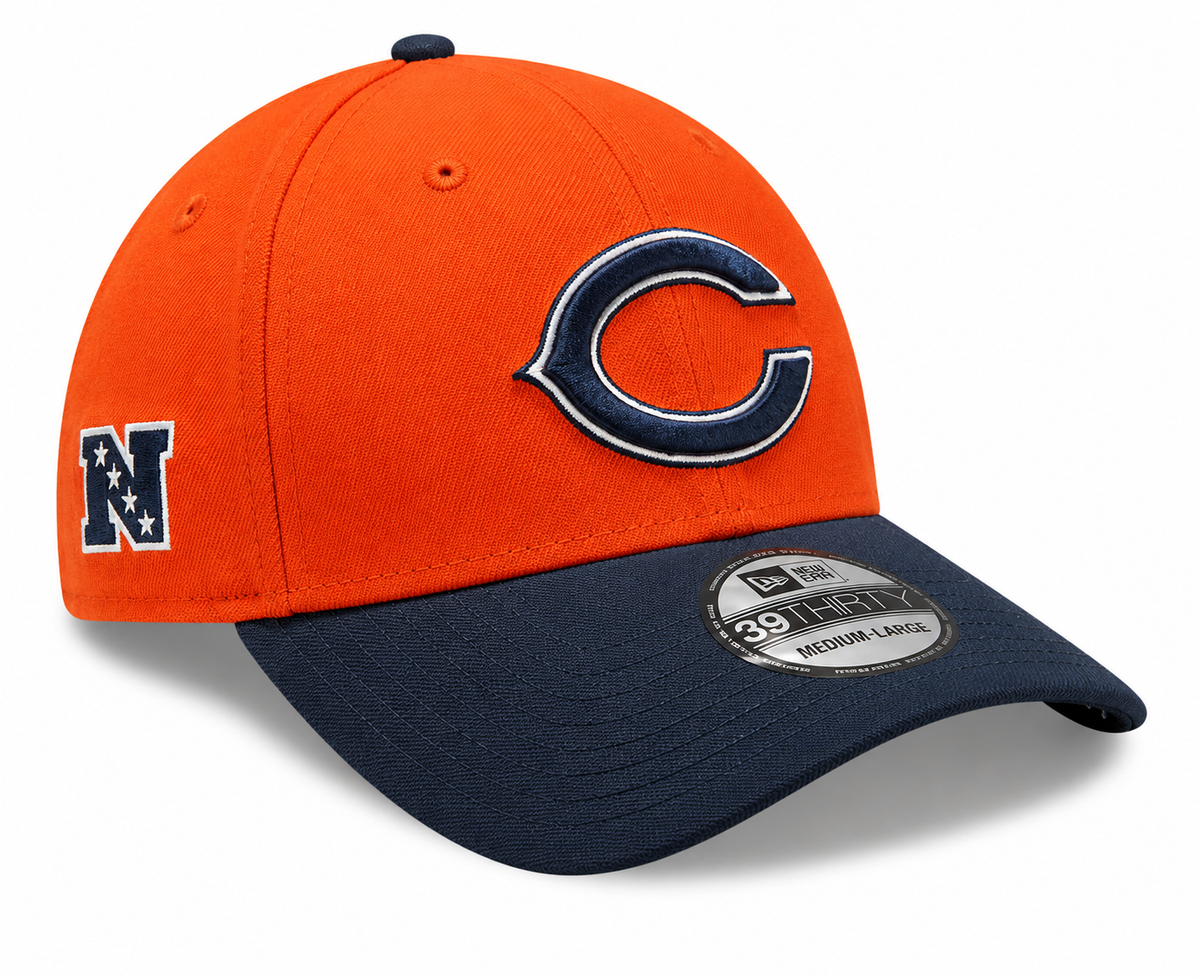 Chicago Bears New Era 2 Tone Orange/Navy Alternate 39THIRTY Flex Hat for Men product image 1, provided for visual reference