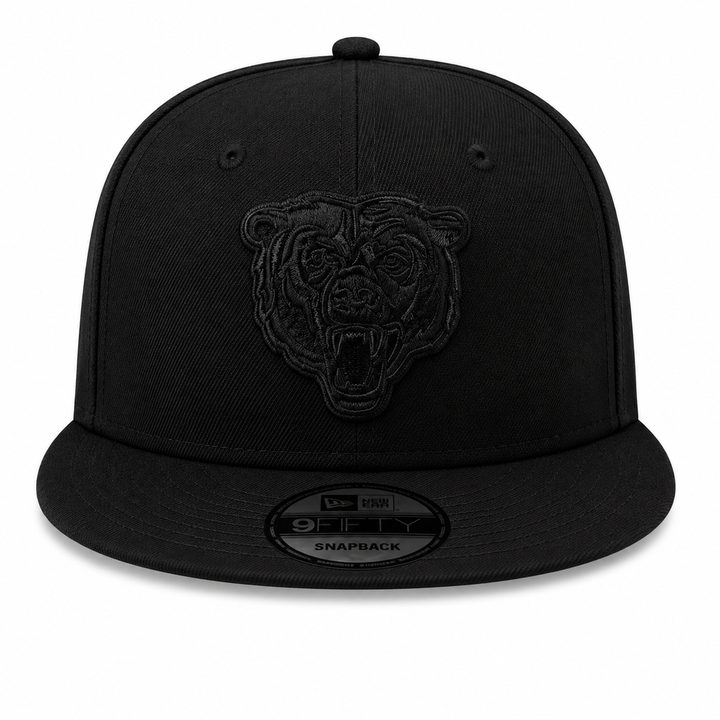 Chicago Bears New Era Black On Black Tonal 9FIFTY Snapback Hat for Men product image 2, provided for visual reference and