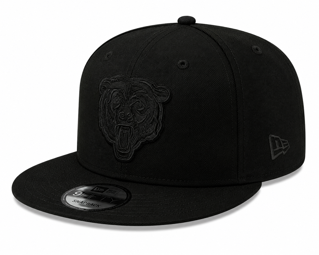 Chicago Bears New Era Black On Black Tonal 9FIFTY Snapback Hat for Men product image 1, provided for visual reference and