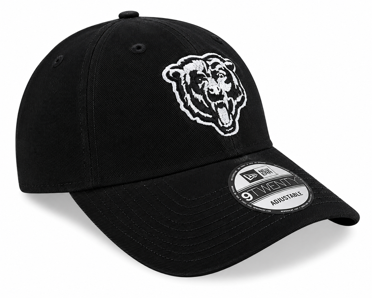 Chicago Bears New Era Primary Black/Whte 9TWENTY Adjustable Hat product image 3, provided for visual reference and product