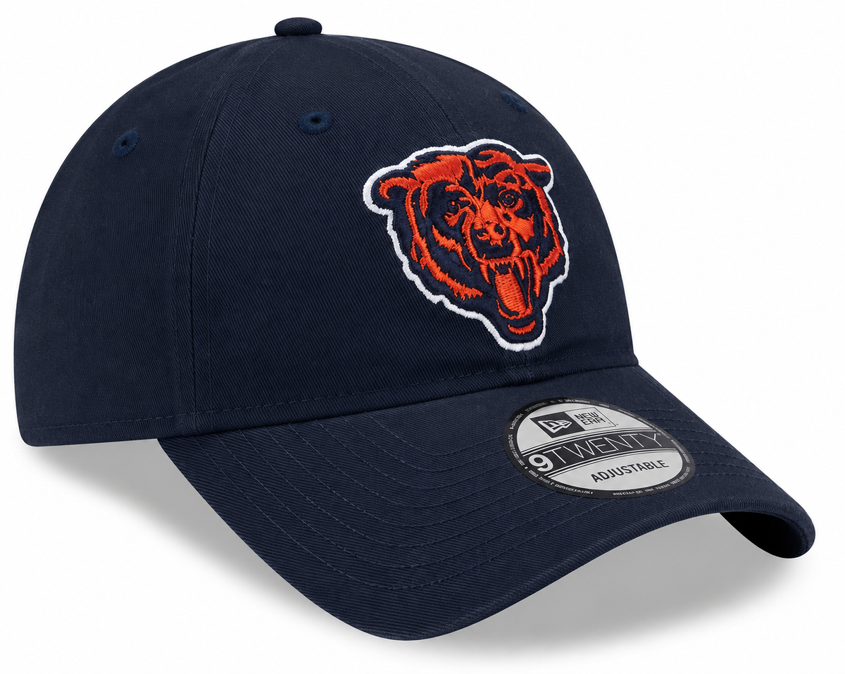 Chicago Bears New Era Primary Navy 9TWENTY Adjustable Hat product image 1, provided for visual reference and product detail