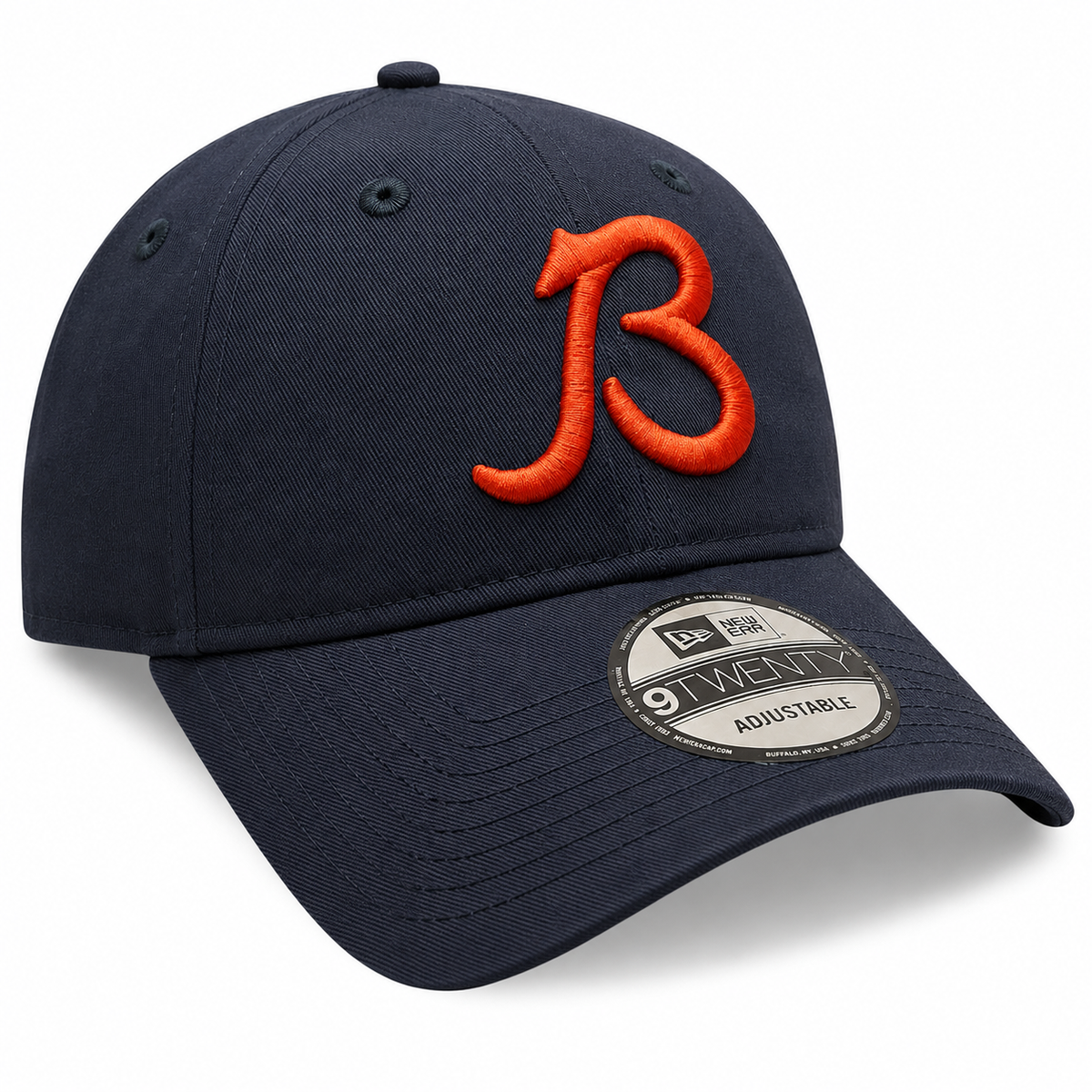 Chicago Bears New Era Navy B Gridiron 9TWENTY Adjustable Hat product image 3, provided for visual reference and product