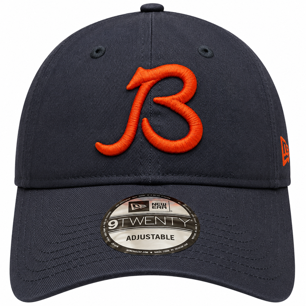 Chicago Bears New Era Navy B Gridiron 9TWENTY Adjustable Hat product image 2, provided for visual reference and product