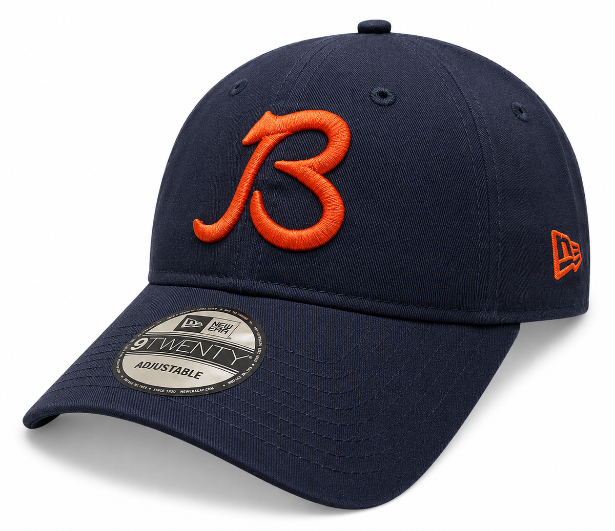 Chicago Bears New Era Navy B Gridiron 9TWENTY Adjustable Hat product image 1, provided for visual reference and product