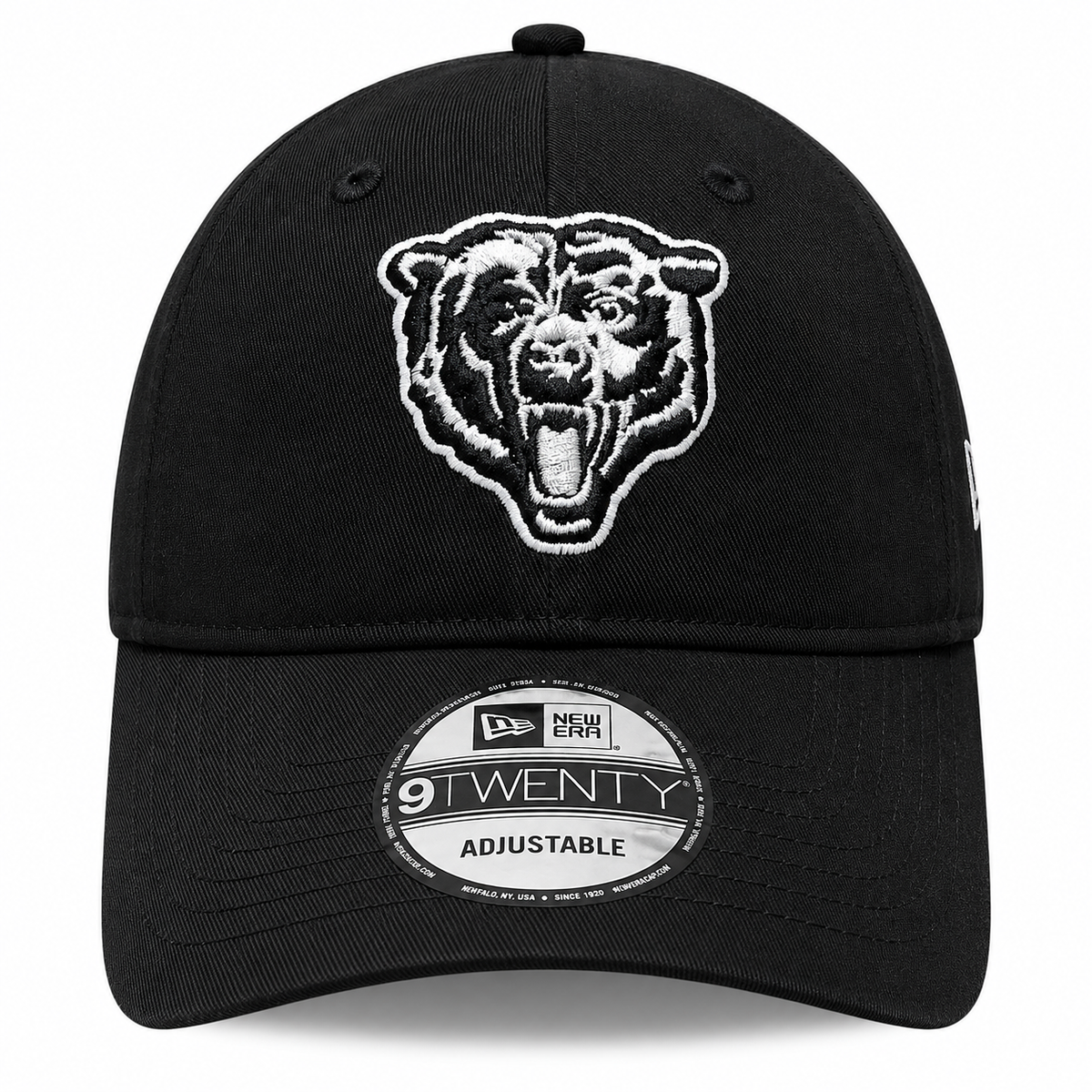 Chicago Bears New Era Black And White Primary Logo 9TWENTY Adjustable Hat product image 2, provided for visual reference and