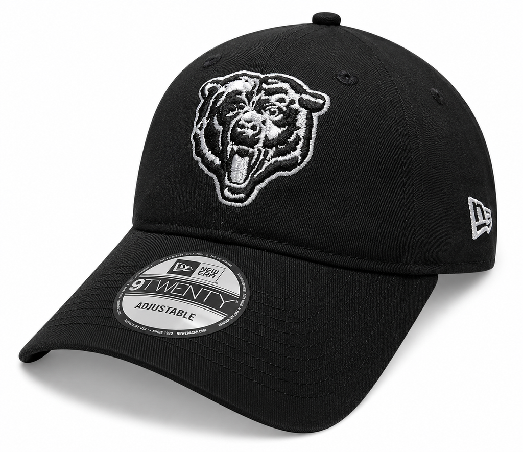 Chicago Bears New Era Black And White Primary Logo 9TWENTY Adjustable Hat product image 1, provided for visual reference and