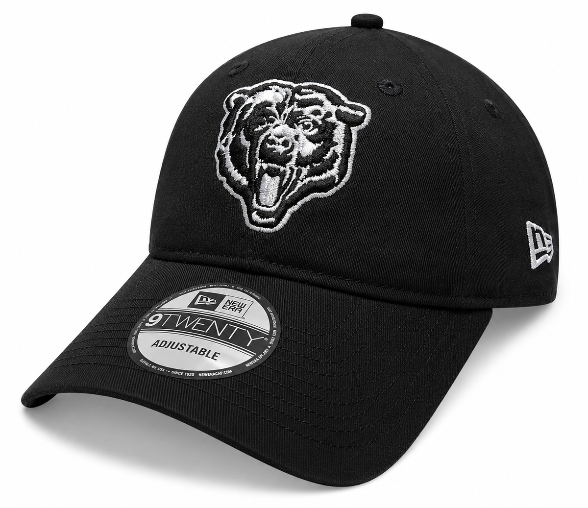 Chicago Bears New Era Black And White Primary Logo 9TWENTY Adjustable Hat product image 1, provided for visual reference and