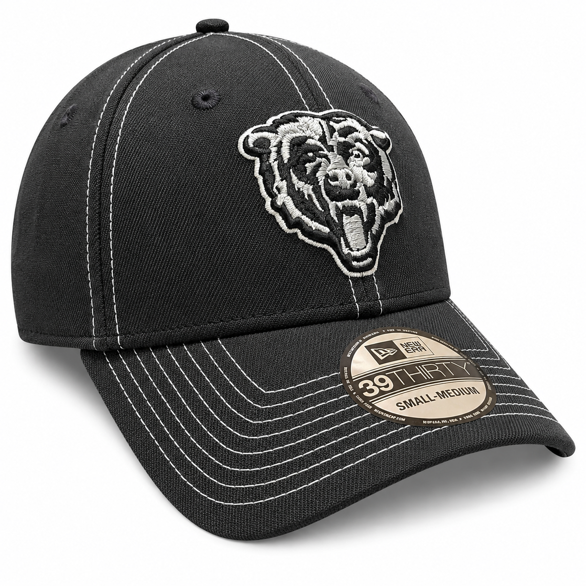 Chicago Bears New Era Black and White 39THIRTY Flex Hat product image 3, provided for visual reference and product detail
