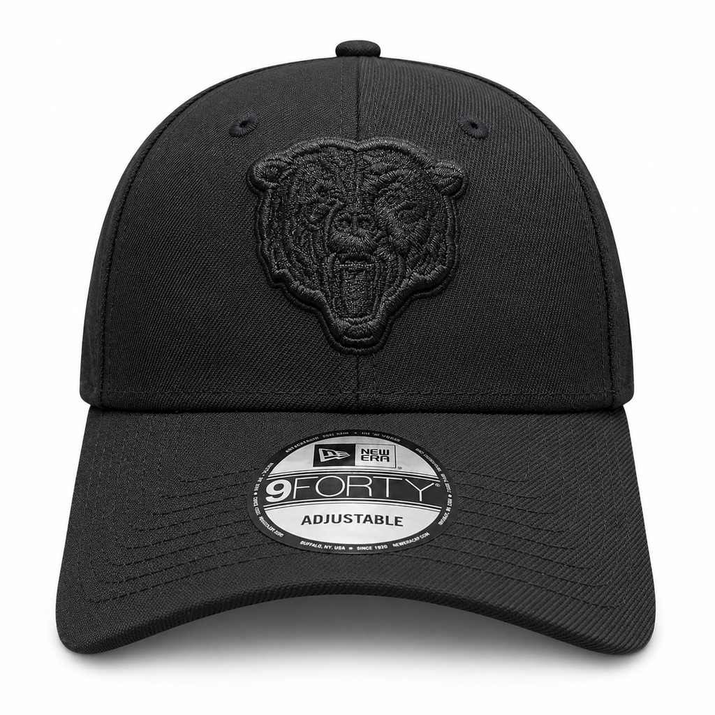 Chicago Bears New Era Tonal Black 9FORTY Adjustable Hat product image 2, provided for visual reference and product detail