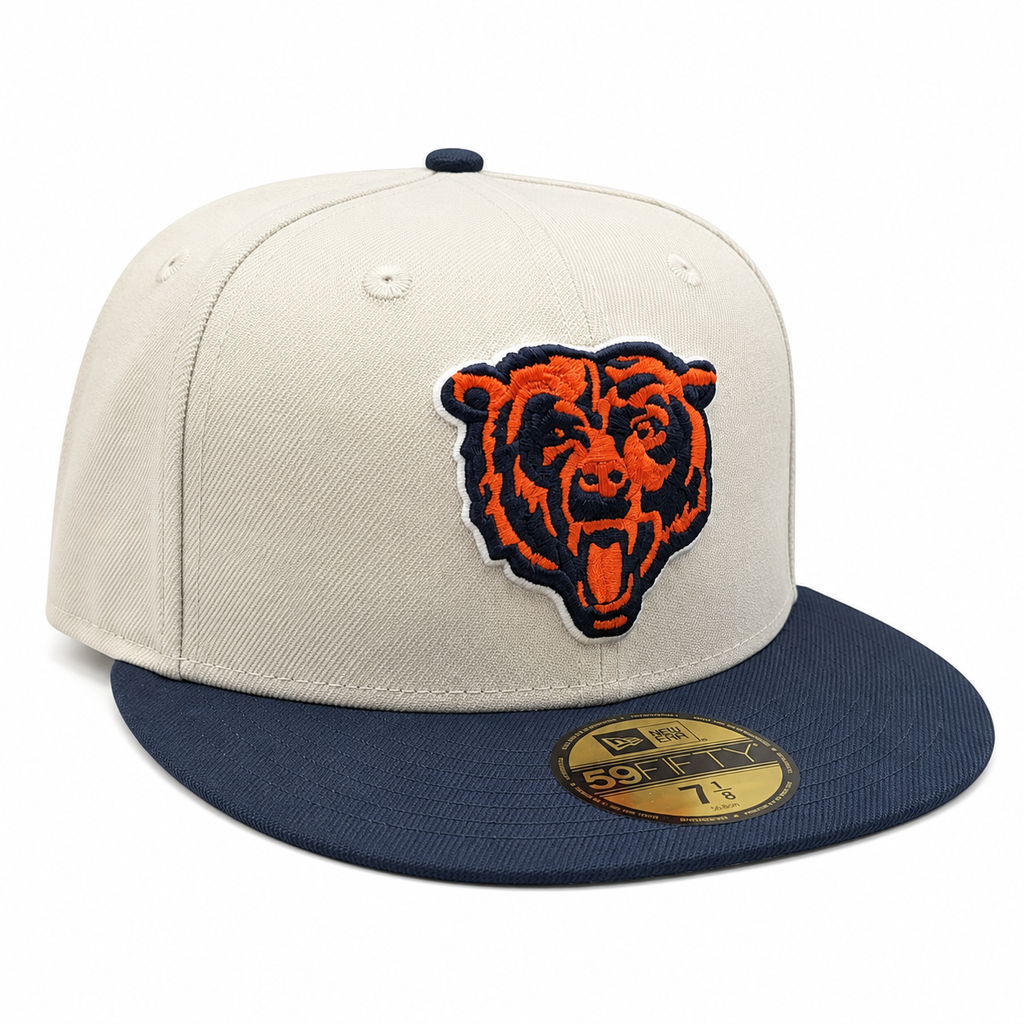 Chicago Bears New Era Stone/Navy 59FIFTY Fitted Hat for Men product image 3, provided for visual reference and product