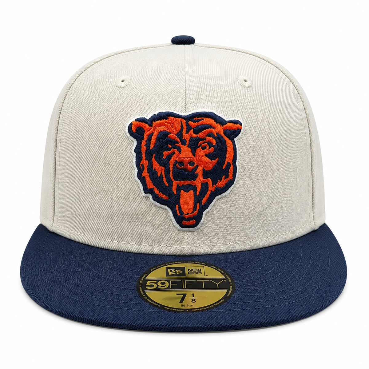 Chicago Bears New Era Stone/Navy 59FIFTY Fitted Hat for Men product image 2, provided for visual reference and product
